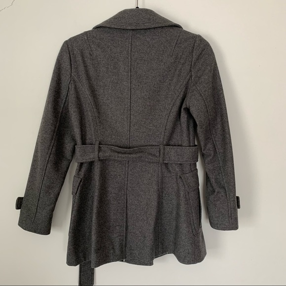 BANANA REPUBLIC Gray Italian Wool Belted Pea Coat Trench Coat - Picture 3 of 16